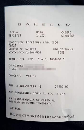 Una transferencia bancaria que tuvo