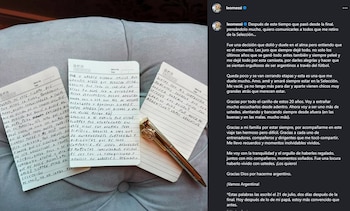 La carta de Messi en la que anunció su retiro (@leomessi)