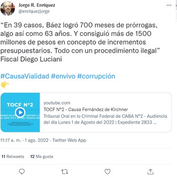 Posteo del presidente de la