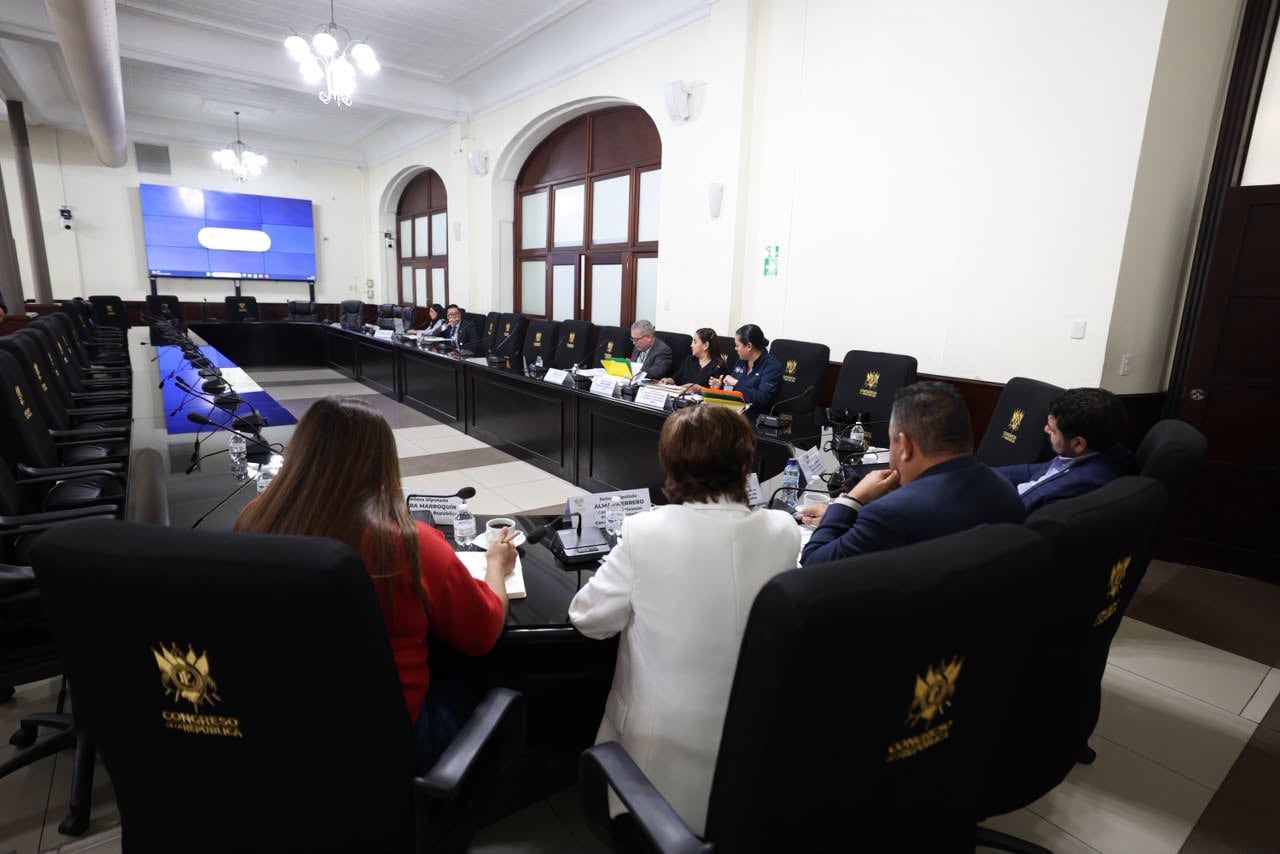 Integrantes del Ministerio de Agricultura, Ganadería y Alimentación asisten a una reunión de trabajo con documentos y carpetas en el Congreso de la República de Guatemala. (Congreso de la República de Guatemala)