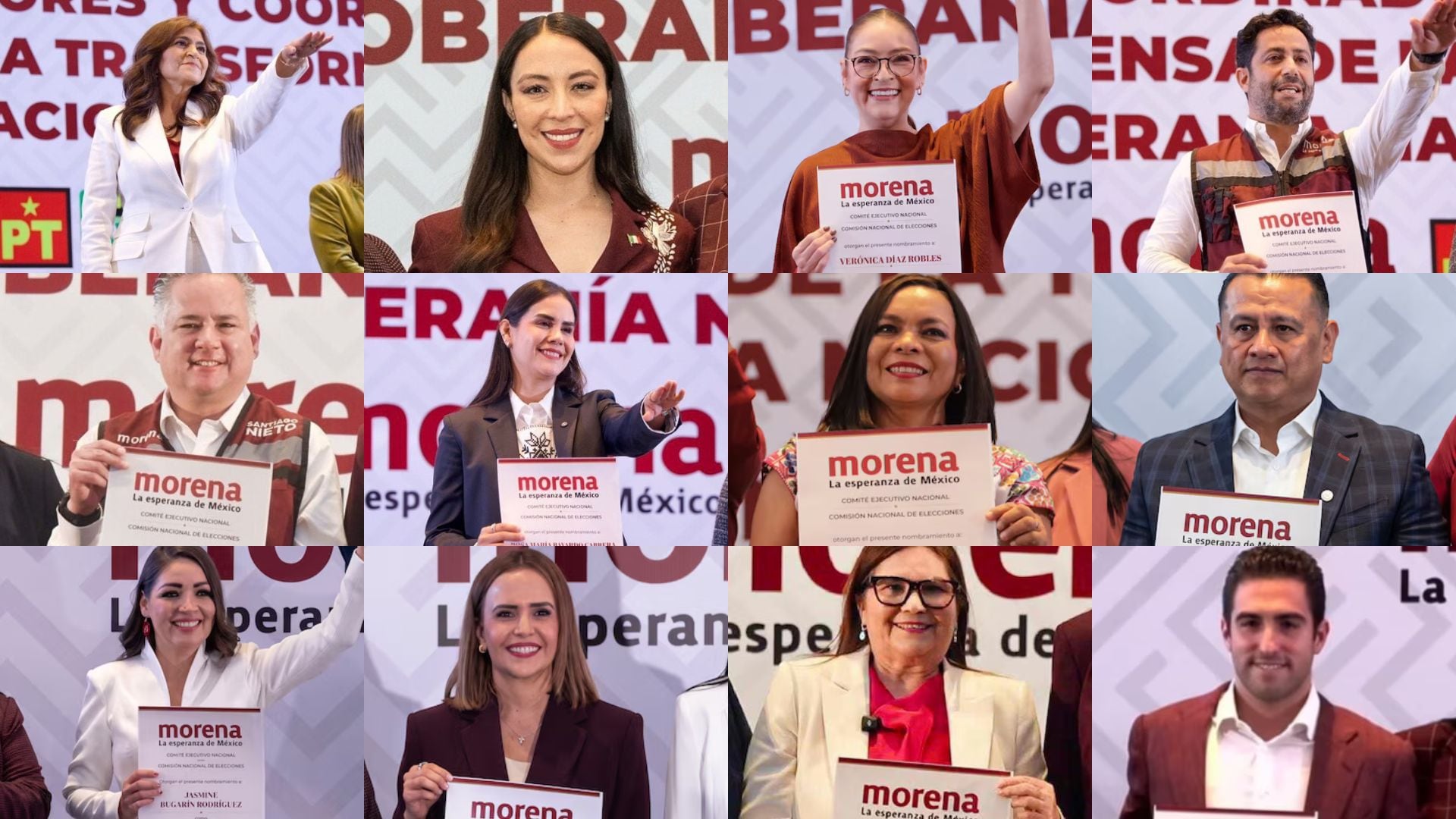 De senadoras con licencia a un fiscal que investigó el asesinato de Carlos Manzo, estos son los perfiles completos de los 17 coordinadores que Morena designó para disputar las gubernaturas de 2027. (CUARTOSCURO/Redes sociales)