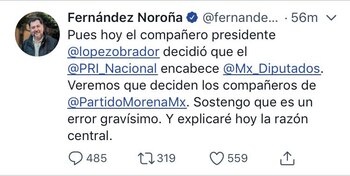 Gerardo Fernández Noroña criticó que