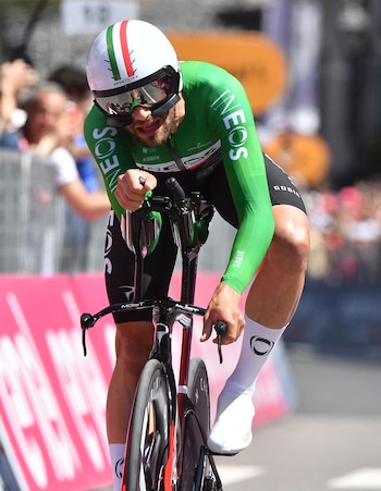 Cycling - Giro d'Italia - Stage 14 - Castiglione delle Stiviere to Desenzano del Garda - Italy - May 18, 2024 INEOS Grenadiers' Filippo Ganna in action during stage 14 REUTERS/Jennifer Lorenzini