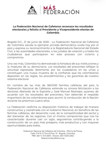 La FNC destacó que los resultados reflejan la voluntad de los ciudadanos expresada en las urnas - crédito FNC