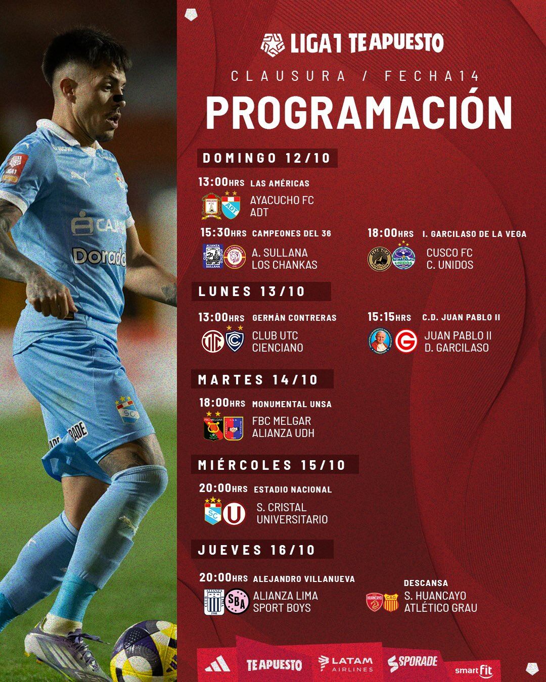 Programación fecha 14 del Torneo Clausura 2025