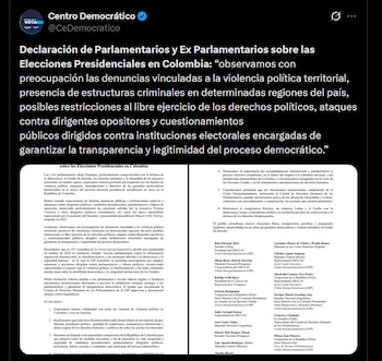 Centro Democrático - crédito @CeDemocratico/X