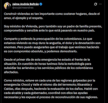 Jaime Andrés Beltrán - crédito @soyjaimeandres/X