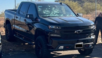 El parabrisas de la camioneta