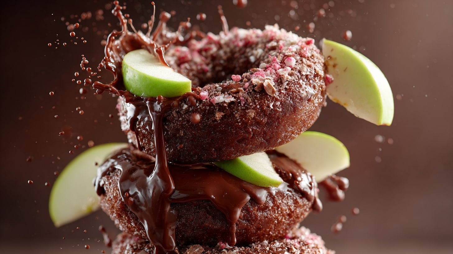 La combinación de manzana y chocolate en estos donuts ofrece una textura suave en el interior con cobertura firme al exterior. - (Imagen Ilustrativa Infobae)