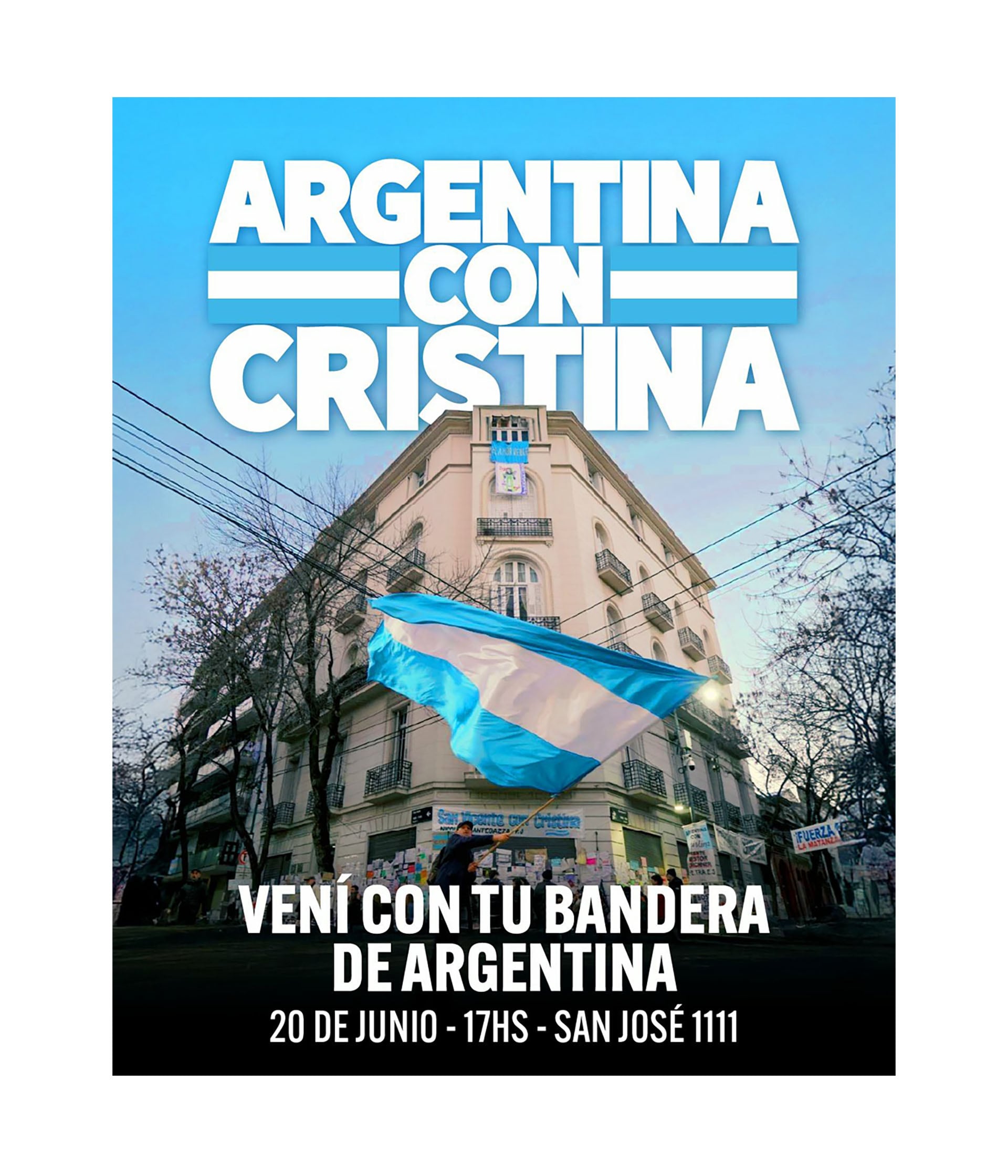 El flyer con la convocatoria al banderazo frente a la casa de Cristina Kirchner