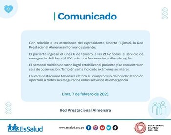 Comunicado de EsSalud sobre Alberto