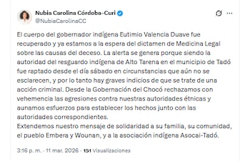 La gobernadora Nubia Carolina Córdoba-Curi