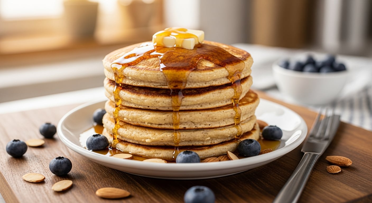 La receta de panqueques con harina de almendras destaca por su preparación rápida y fácil, con solo tres ingredientes básicos (Imagen Ilustrativa Infobae)