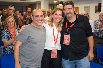 15/10/2026 El secretario provincial del PSOE, Pablo Bellido; la alcaldesa de Sigüenza y parlamentaria regional, María Jesús Merino; y el actual alcalde de Marchamalo, Rafael Esteban.
POLITICA
PSOE