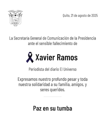 Las condolencias de la Secretaría