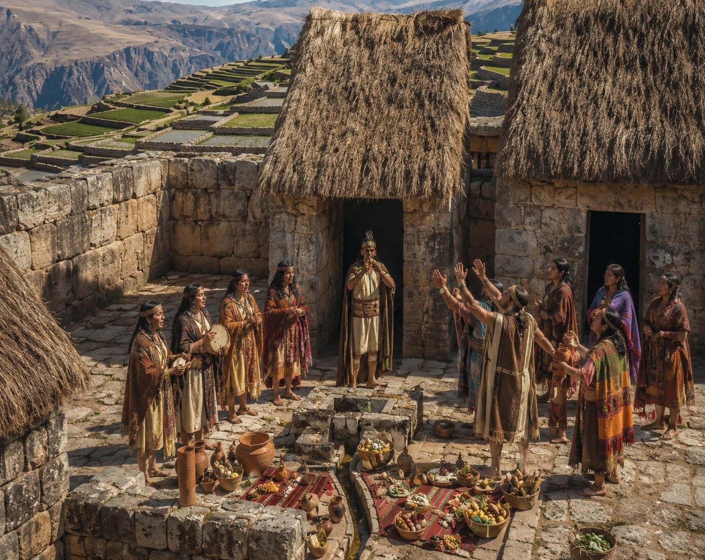 Una representación de las actividades en la recién descubierta ciudadela inca de T'aqrachullo en Espinar, mostrando la riqueza cultural del Imperio de los Incas.
