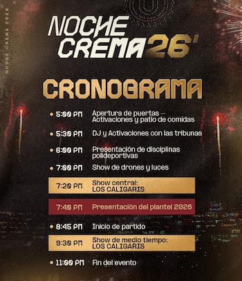 Cronograma oficial de la Noche