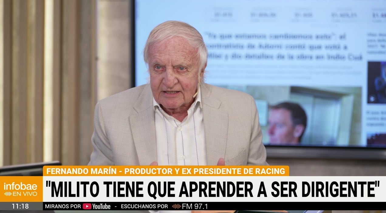 Fernando Marín sostiene que Diego Milito aún debe aprender el manejo dirigencial para conducir Racing Club con éxito