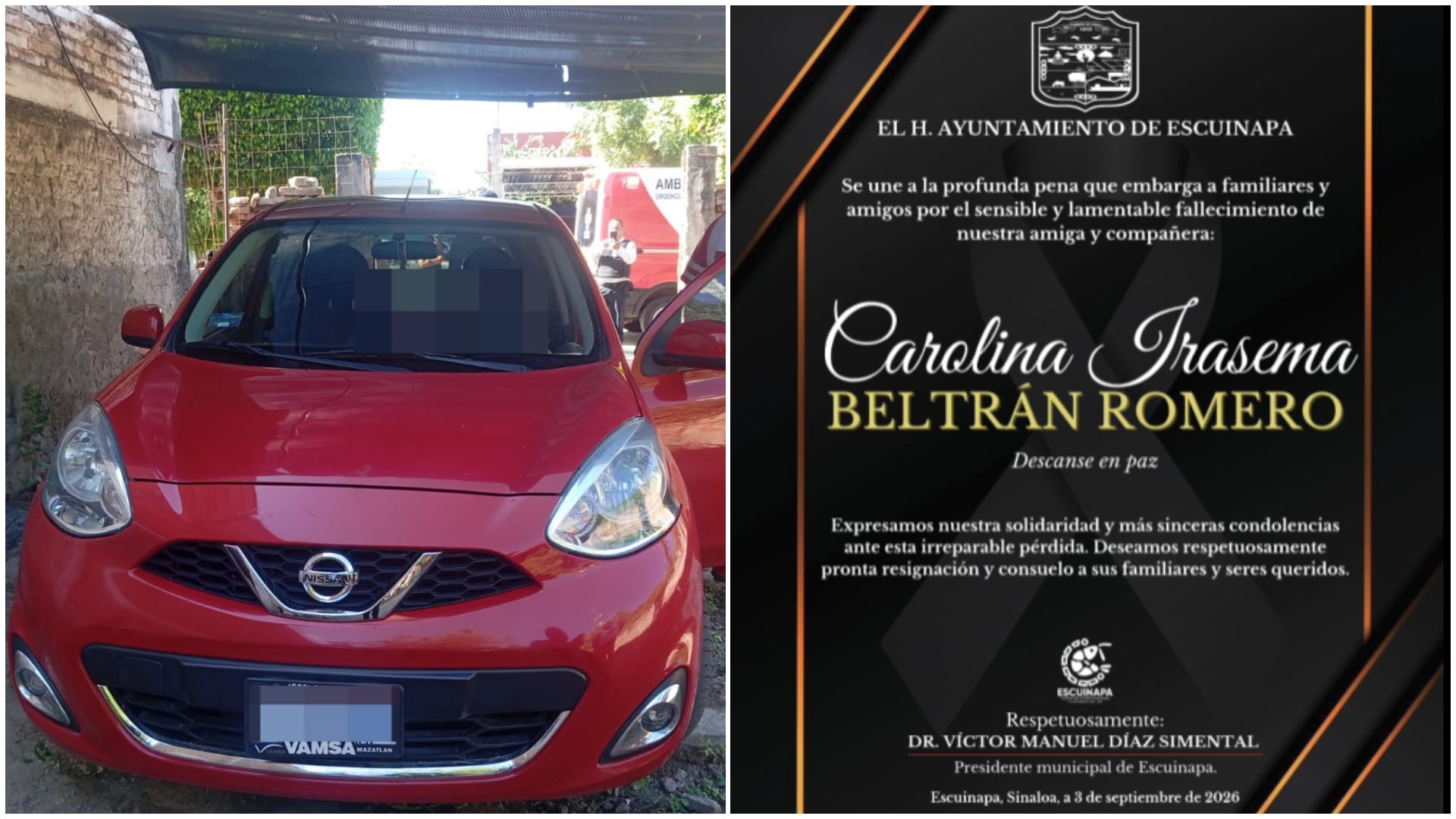 El ataque contra Carolina Beltrán fue realizado por hombres armados este 3 de septiembre. Crédito: Redes Sociales