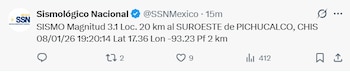 El sismo ocurrió la noche