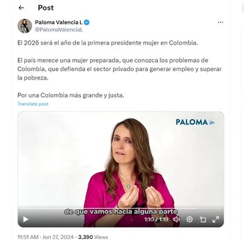 Paloma Valencia dijo que en