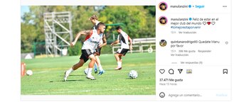 El posteo de Manuel Lanzini