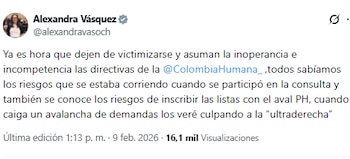 Alexandra Vásquez sostuvo que todos