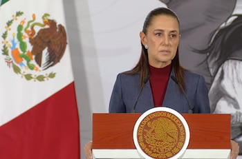 La presidenta Claudia Sheinbaum durante la conferencia matutina de este martes. (Crédito: Presidencia)