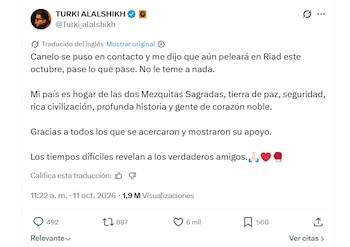 Canelo confirma pelea en Arabia según Turki (X/ @Turki_alalshikh)