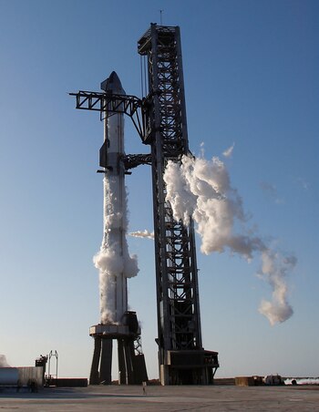 Starship, momentos antes del lanzamiento,