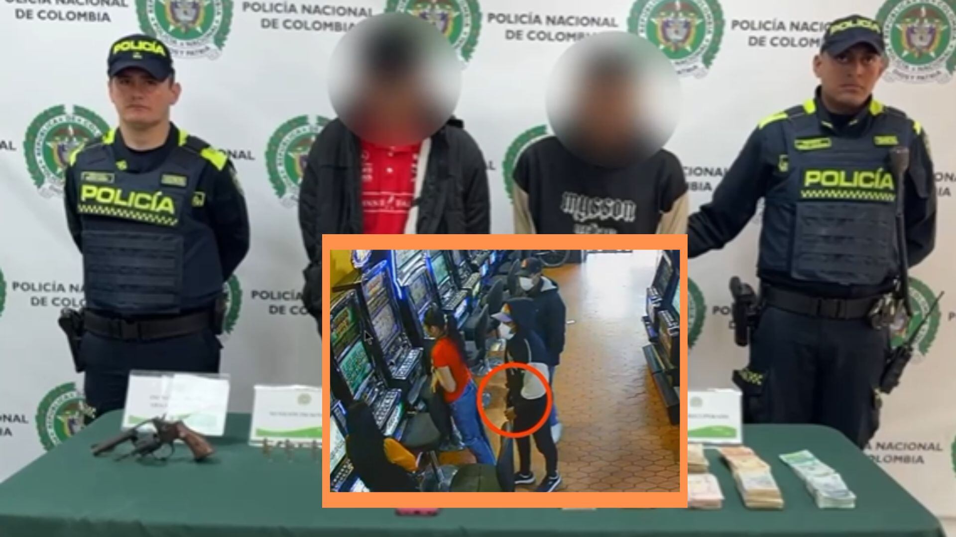 Dos hombres fueron detenidos tras intentar un asalto en un casino al sur de Bogotá - crédito Policía Metropolitana de Bogotá