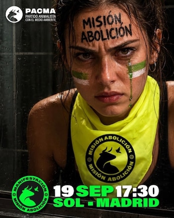 19/08/2026 PACMA llama a la ciudadanía a manifestarse el 19 de septiembre en Madrid por el fin de la tauromaquia.
El Partido Animalista (PACMA) ha convocado una nueva edición de la manifestación antitaurina 'Misión Abolición', que tendrá lugar el sábado 19 de septiembre a las 17.30 horas en la Puerta del Sol de Madrid, según ha informado este miércoles la formación.
SOCIEDAD
PACMA