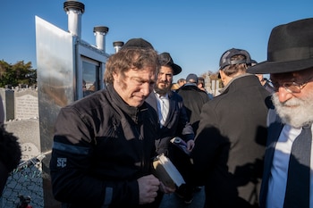 El presidente Javier Milei en su visita al rebe de lubavitch en Nueva York (EFE/Ángel Colmenares)