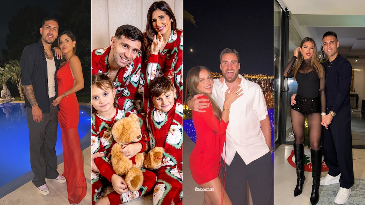 Jugadores de la selección argentina celebrando Navidad en familia