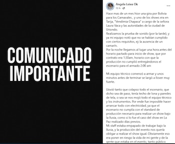 El comunicado de Ángela Leiva