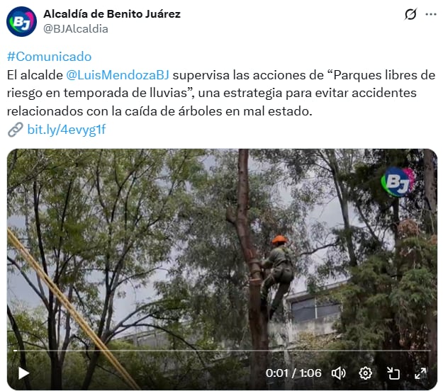 Lis Mendoza, alcalde de la Benito Juárez supervisó las acciones de prevención ante las fuertes lluvias en CDMX. (Captura de pantalla)