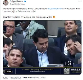 Daniel Briceño desafía a Gregorio Eljach en el Senado: lo acusa de proteger irregularidades bajo la administración de Gustavo Petro - crédito @afelipejimeno/X