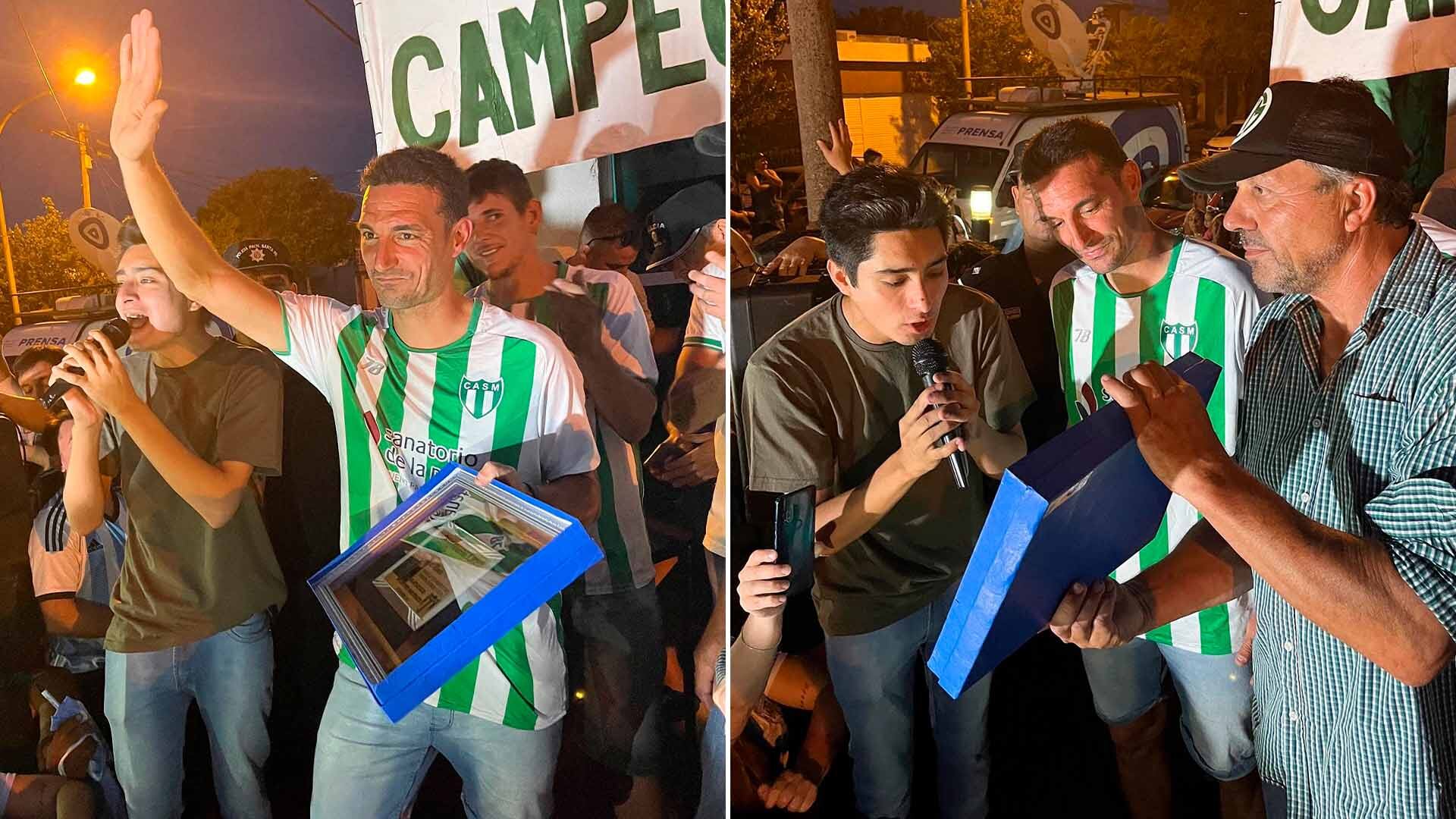 Scaloni en Matienzo de Pujato, club donde nació como jugador.
