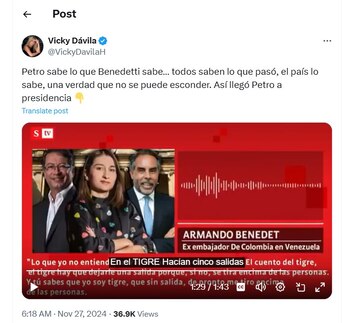 Vicky Dávila opina sobre el