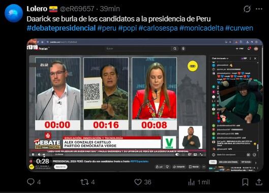 Debate presidencial EN VIVO: lo más viral en redes tras los momentos más polémicos. Captura: X.