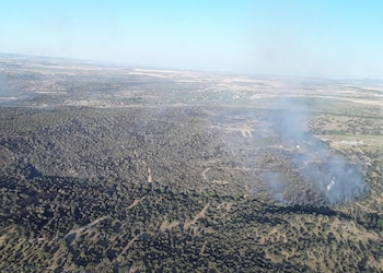 Incendio de la Academia de Infantería de Toledo desde el aire. (Infocam)