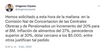 El líder sindical, Diógenes Orjuela,