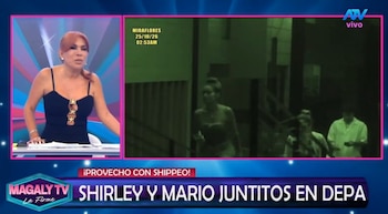 Magaly Medina no cree en la explicación de Mario Hart tras ser captado con Shirley Arica de madrugada. Captura: Magaly TV La Firme.