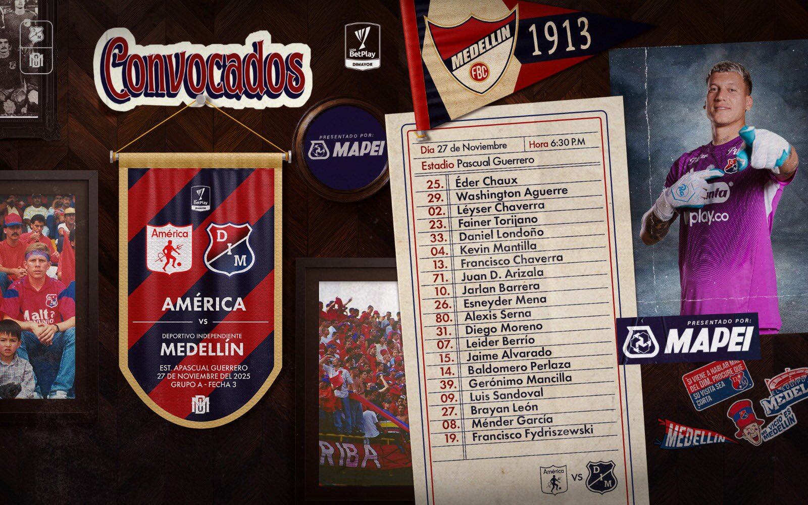 Medellín viajó a Cali con 20 jugadores para medirse con el América en el estadio Pascual Guerrero - crédito DIM