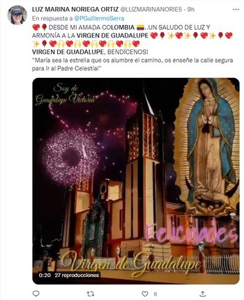 Mensajes de los devotos colombianos a la Virgen de Guadalupe
