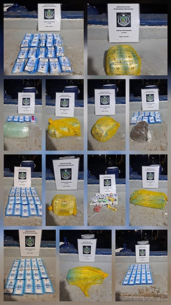 Paquetes con droga y cigarrillos fueron lanzados con drones dentro del penal. Tomado de la PN