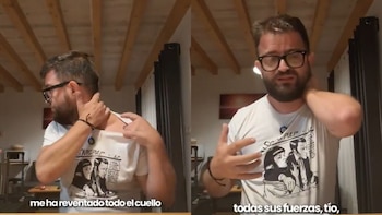 El influencer se muestra dolido principalmente del cuello