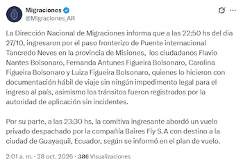 El comunicado de la agencia migratoria argentina (@Migraciones_AR vía X)