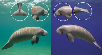 La imagen comparativa entre un