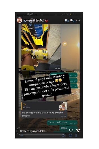 Captura - El mensaje de Lautaro Martínez a Agustina Gandolfo en la previa de Inter-Porto